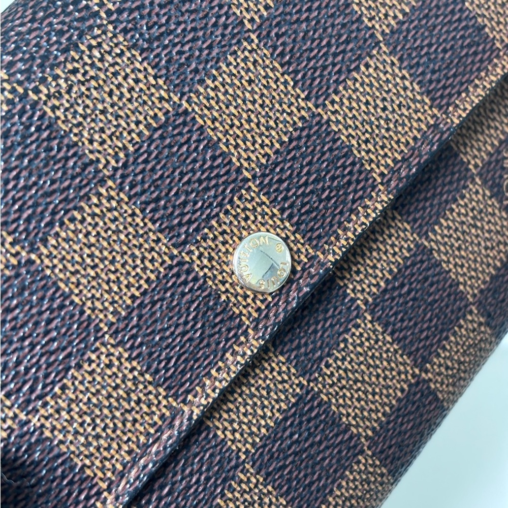 Louis Vuitton Damier Ebene Brown Canvas Sarah Flap Wallet Authentic Luxury - Picture 4 of 16